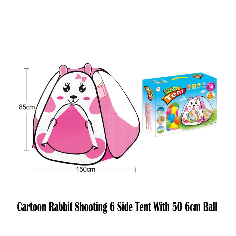 royalcot cartoon rabbit shooting 6 side tent with 50pcs 6cm ball